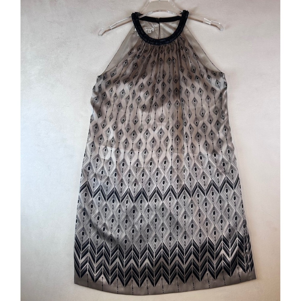 Maggie London Halter Dress Silk Beaded Neckline Sleeveless Party Dress Size 8‎